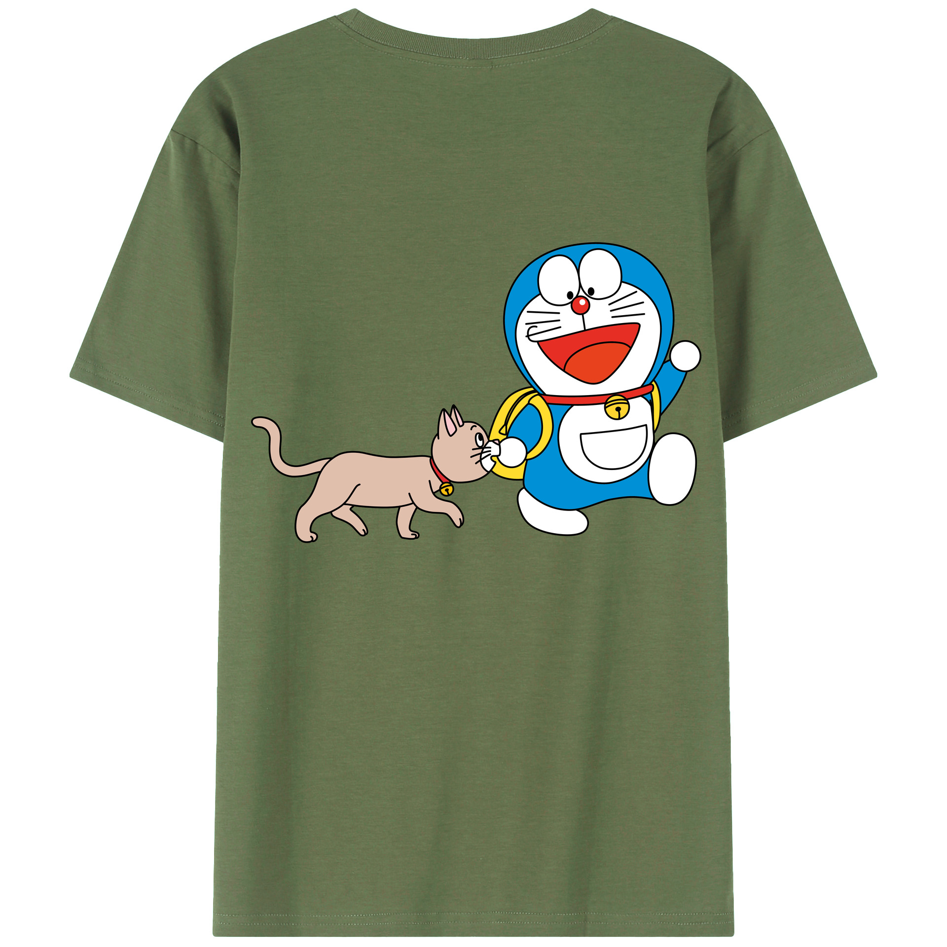 （画像用） ドラえもん Doraemon 綿100％ メンズ半袖Tシャツ（バックプリント） 通気性